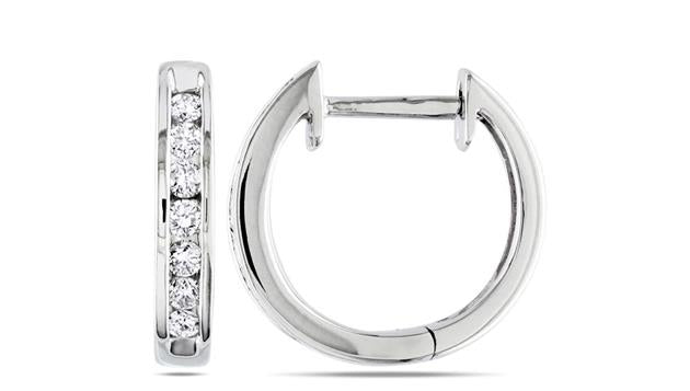 DELMAR JEWELRY - Diamond TW Cuff Earrings 10k White Gold