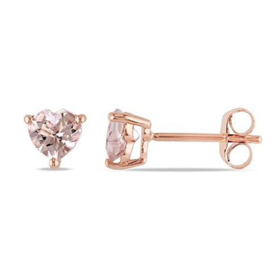 DELMAR JEWELRY - 1 CT Morganite Solitaire Earrings 10K Pk Gold