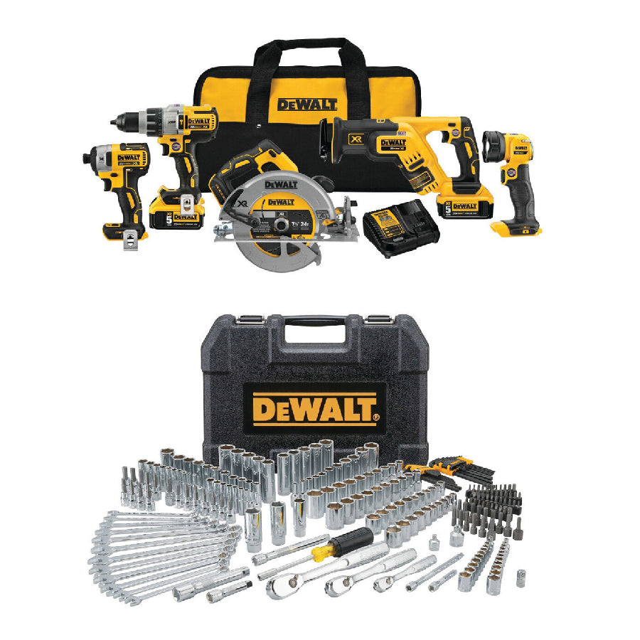 Dewalt 20V Max XR 5-Tool Combo Kit + Dewalt 247 pc. Mechanics Tool Set