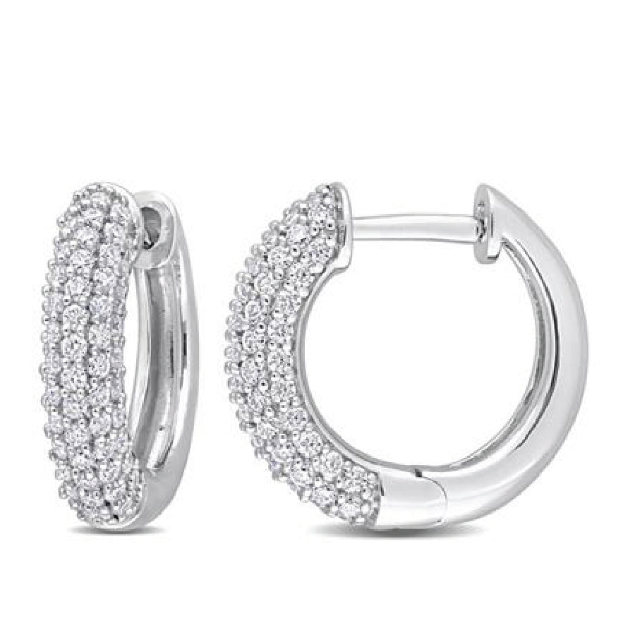 DELMAR JEWLERY - Moissanite Hoop Earrings in Silver