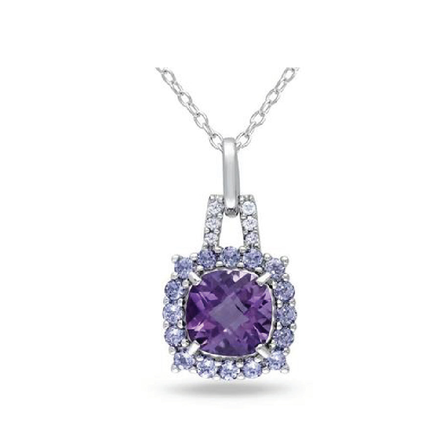 DELMAR JEWLRY -  Amethyst, Tanzanite & Diamond Pendant in Silver