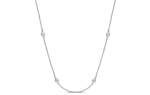 DELMAR JEWELRY Diamond Station Necklace in White Gold