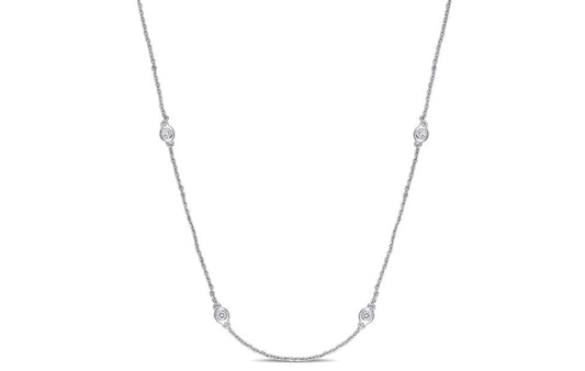 DELMAR JEWELRY Diamond Station Necklace in White Gold