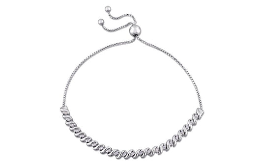 DELMAR JEWELRY 1/4 CT Diamond Bolo Bracelet in Silver, 7''