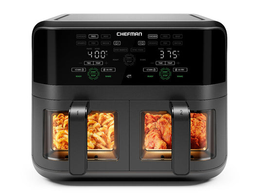 Chefman 9 Quart Dual Basket Digital Air Fryer - RJ38-SQPF-45TDB