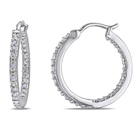 DELMAR JEWELRY 1/4 CT Diamond Hoop Earrings in Silver